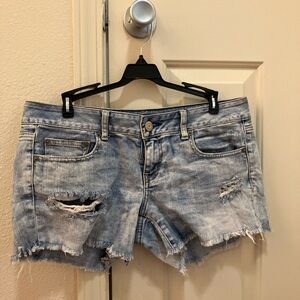 American Eagle Outfitters Light Blue Distressed Jean Shorts